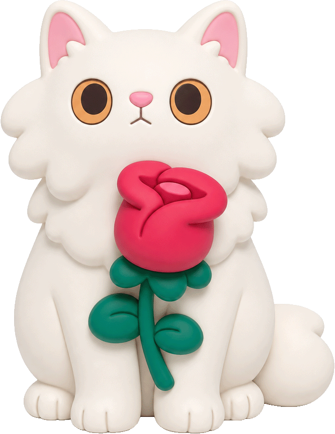 Cat with rose collectible toy